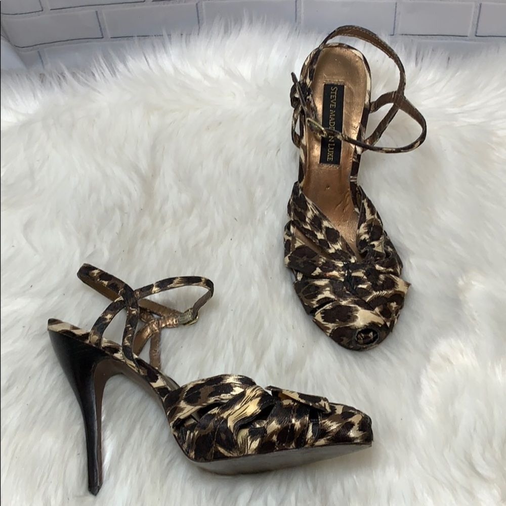 Steve Madden Luxe Clara Cheetah Peep Toe Shoes 8.5‎